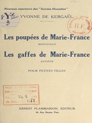 cover image of Les poupées de Marie-France, monologue Les gaffes de Marie-France, saynète
